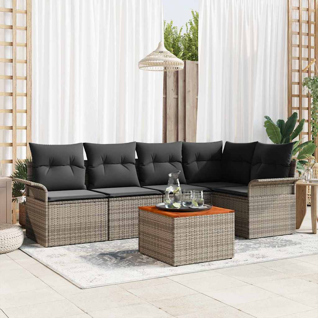 vidaXL Σετ Καναπέ Κήπου με μαξιλάρι 6 pcs Γκρι 55 x 55 x 37 εκ
