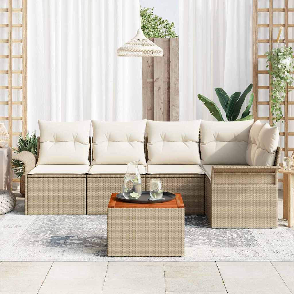 vidaXL Σετ Καναπέ Κήπου 6 pcs Μπεζ και Κρέμα 55 x 55 x 37 εκ