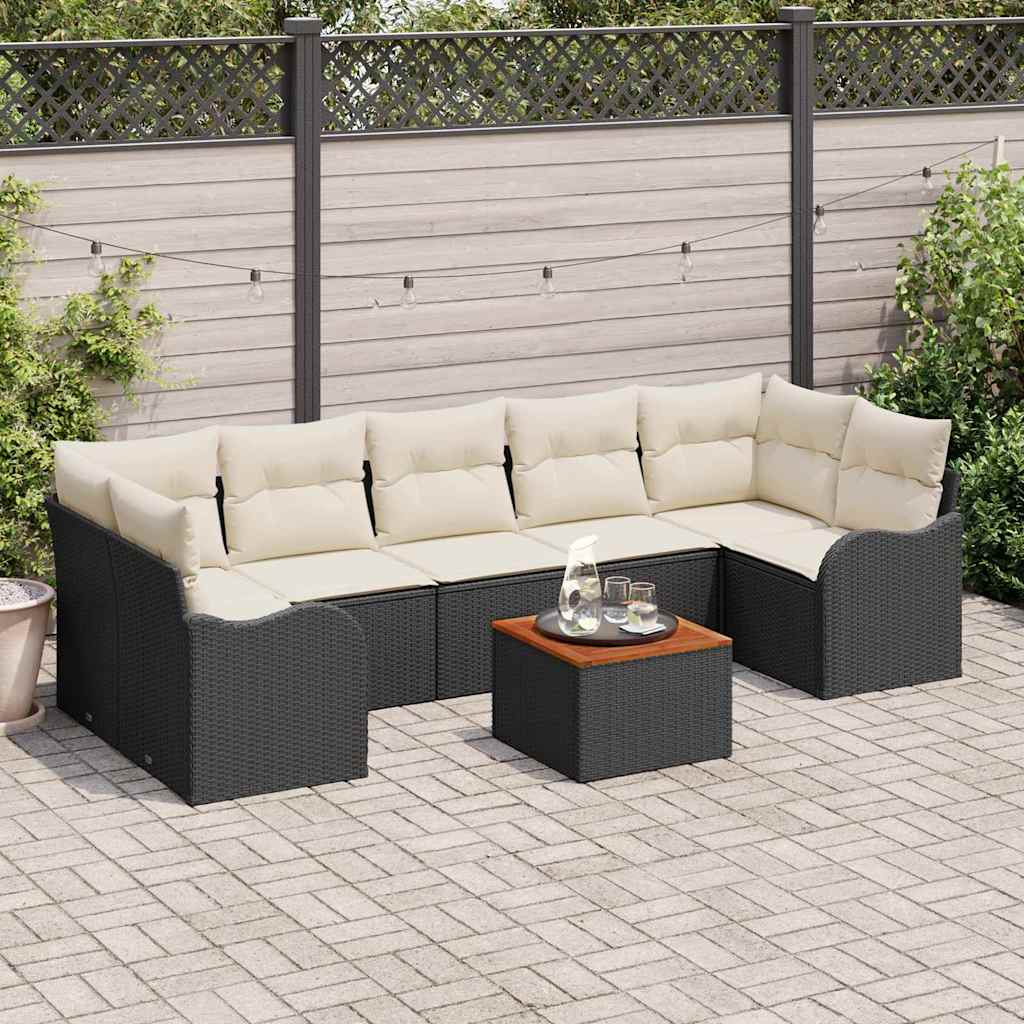vidaXL Σετ Καναπέ Κήπου 8 pcs Μαύρο και λευκό