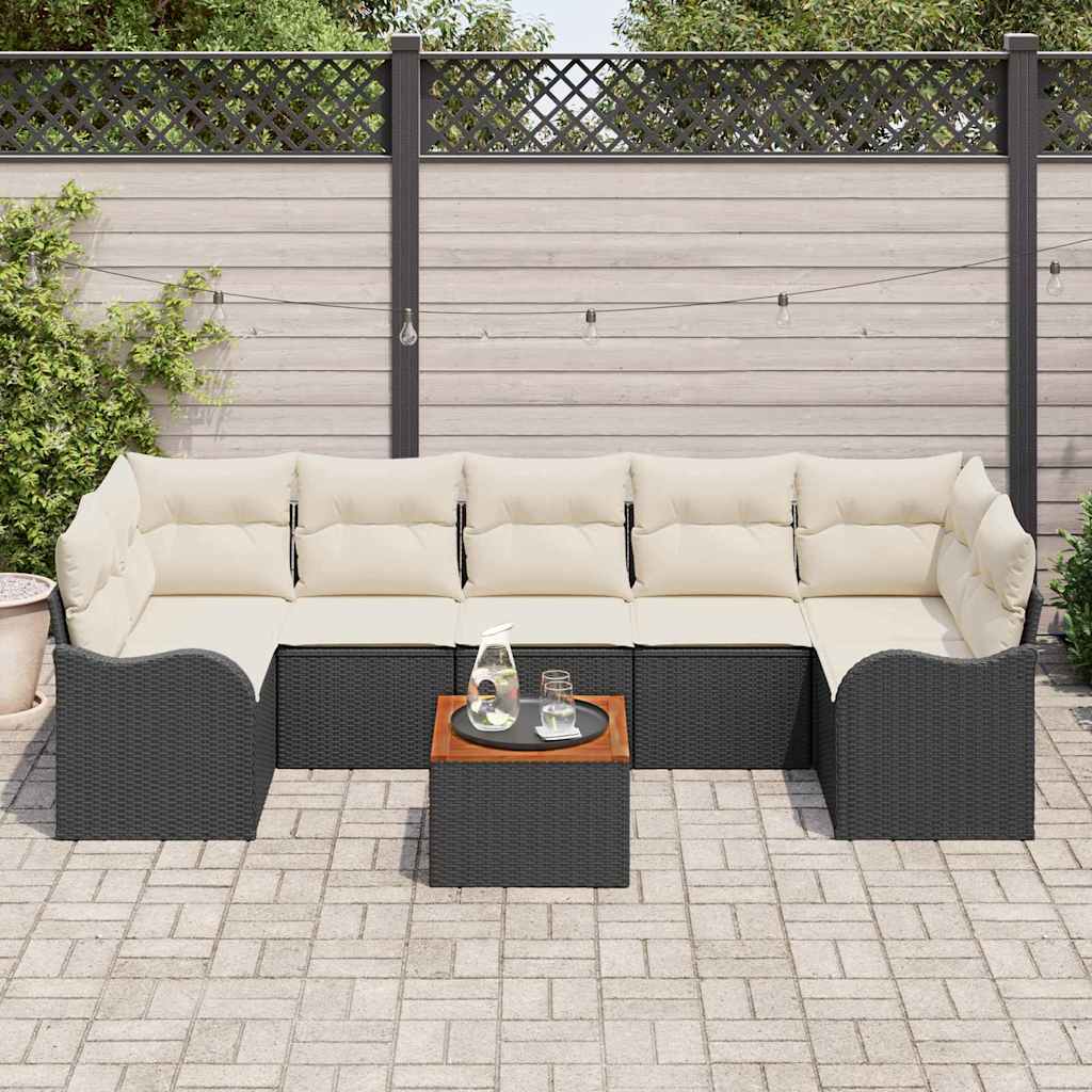 vidaXL Σετ Καναπέ Κήπου 8 pcs Μαύρο και λευκό