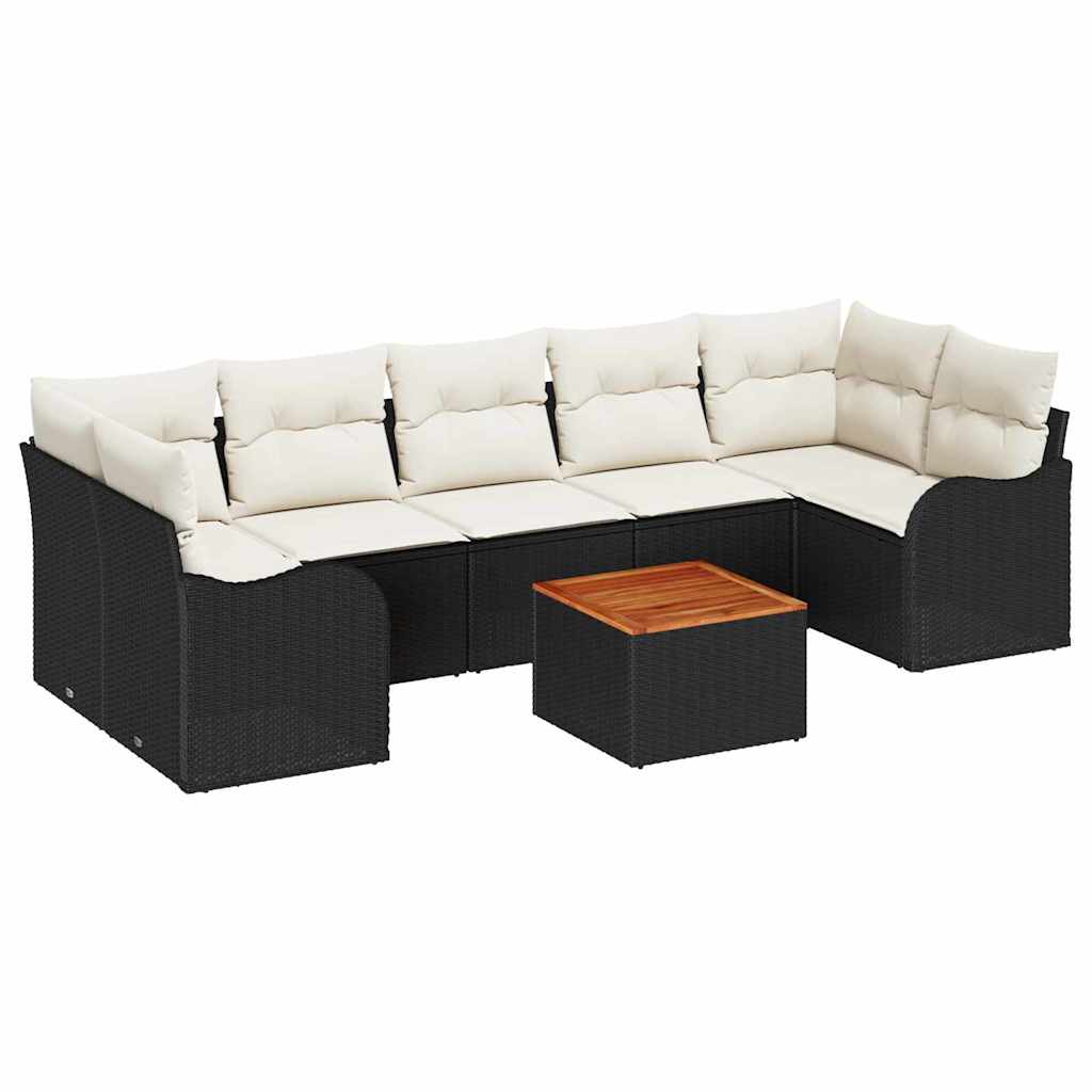 vidaXL Σετ Καναπέ Κήπου 8 pcs Μαύρο και λευκό
