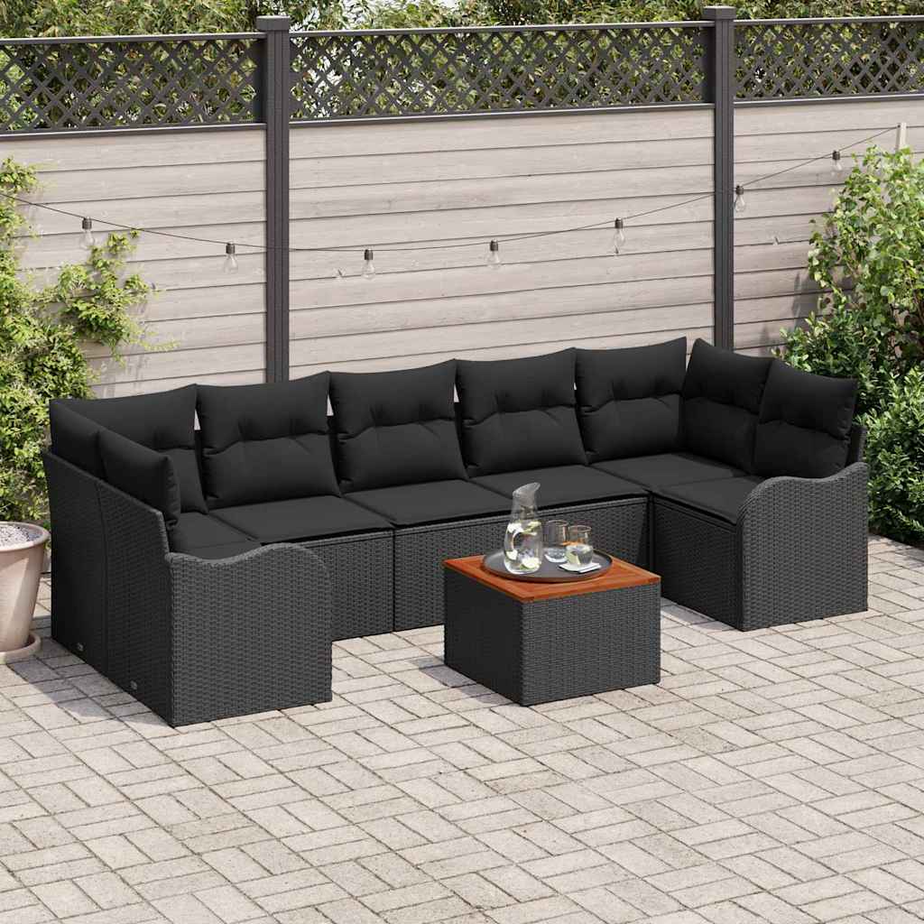 vidaXL Σετ Καναπέ Κήπου 8 pcs Μαύρο