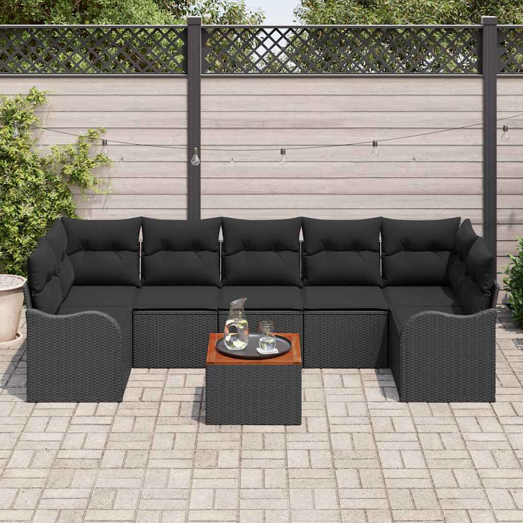vidaXL Σετ Καναπέ Κήπου 8 pcs Μαύρο