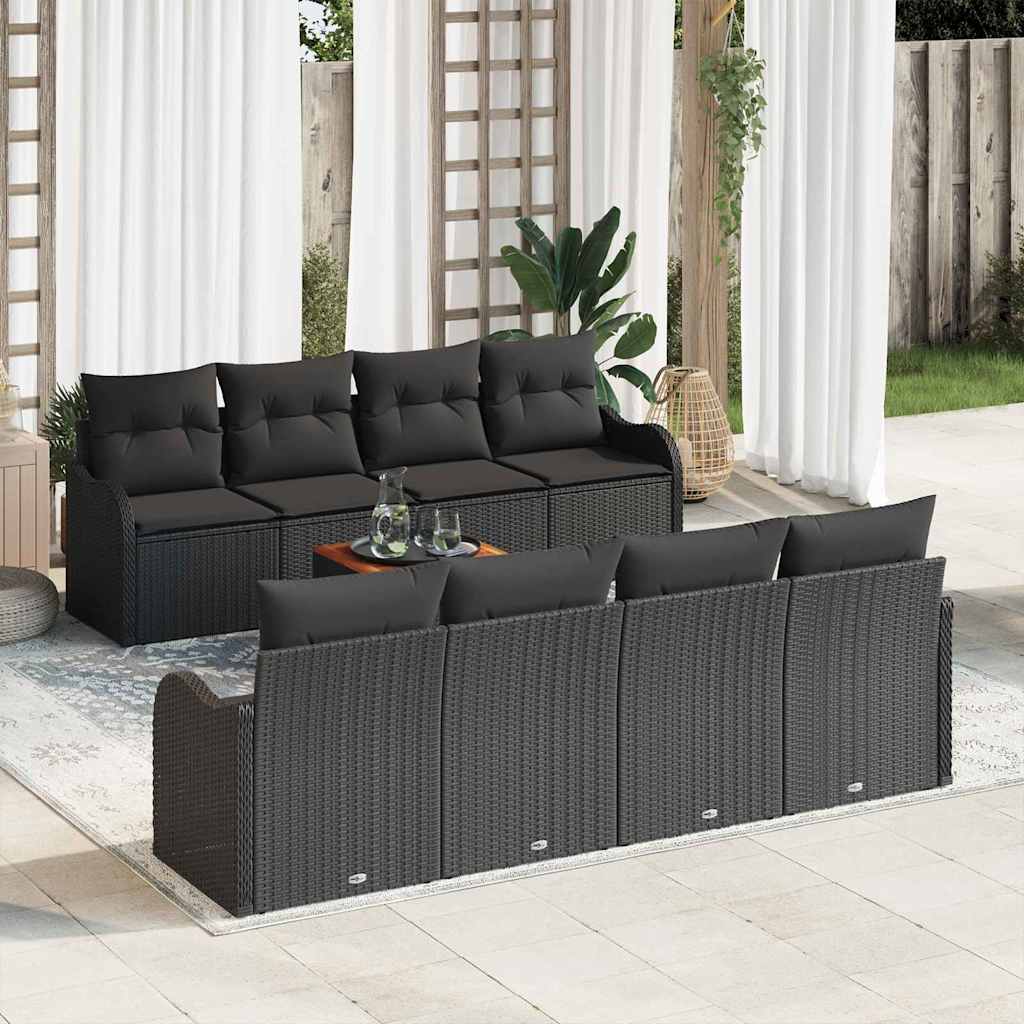 vidaXL Σετ Καναπέ Κήπου 9 pcs Μαύρο