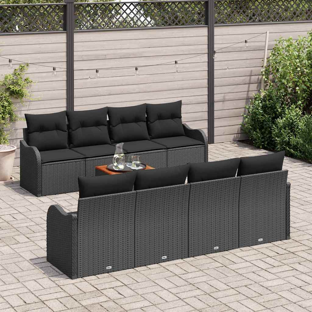 vidaXL Σετ Καναπέ Κήπου 9 pcs Μαύρο