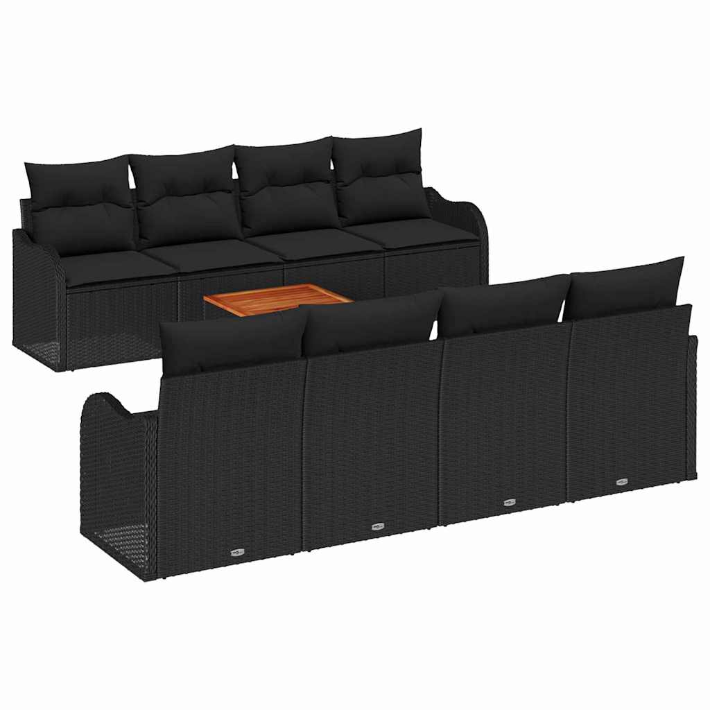 vidaXL Σετ Καναπέ Κήπου 9 pcs Μαύρο