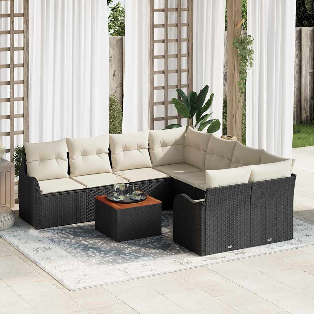 vidaXL Σετ Καναπέ Κήπου 9 pcs Μαύρο και λευκό