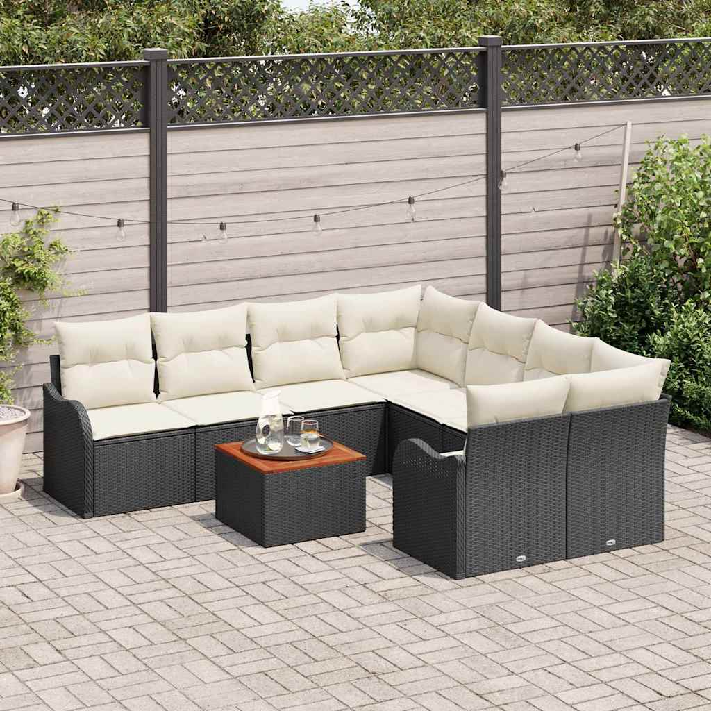 vidaXL Σετ Καναπέ Κήπου 9 pcs Μαύρο και λευκό