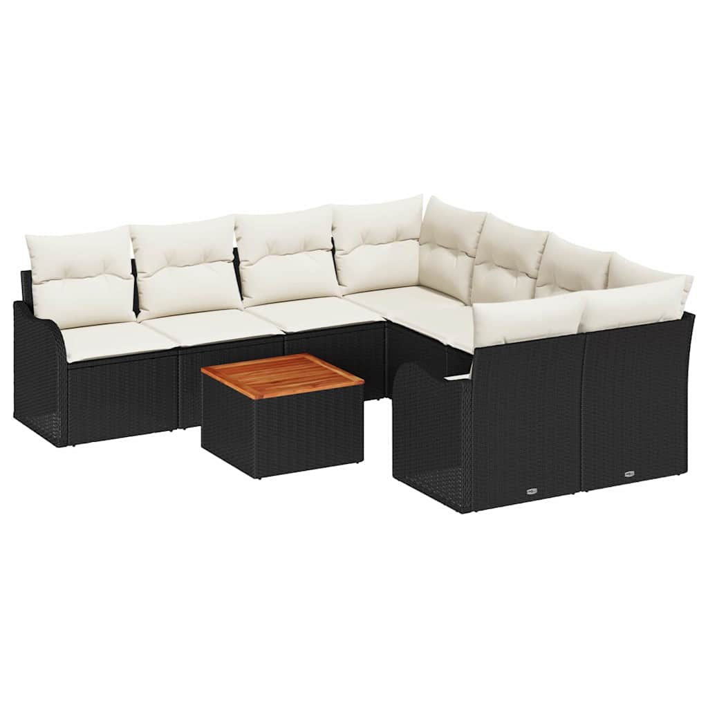 vidaXL Σετ Καναπέ Κήπου 9 pcs Μαύρο και λευκό