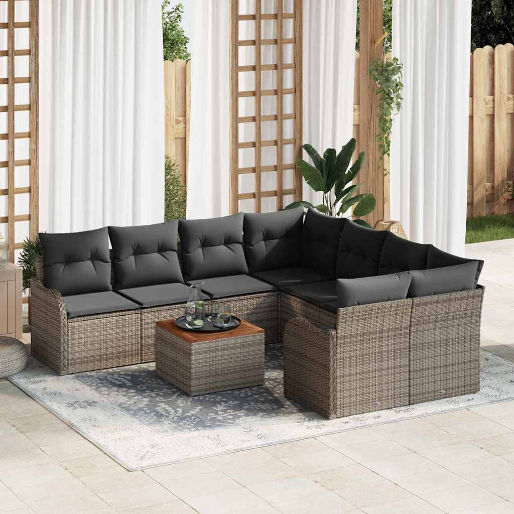 vidaXL Σετ Καναπέ Κήπου 9 pcs Γκρι