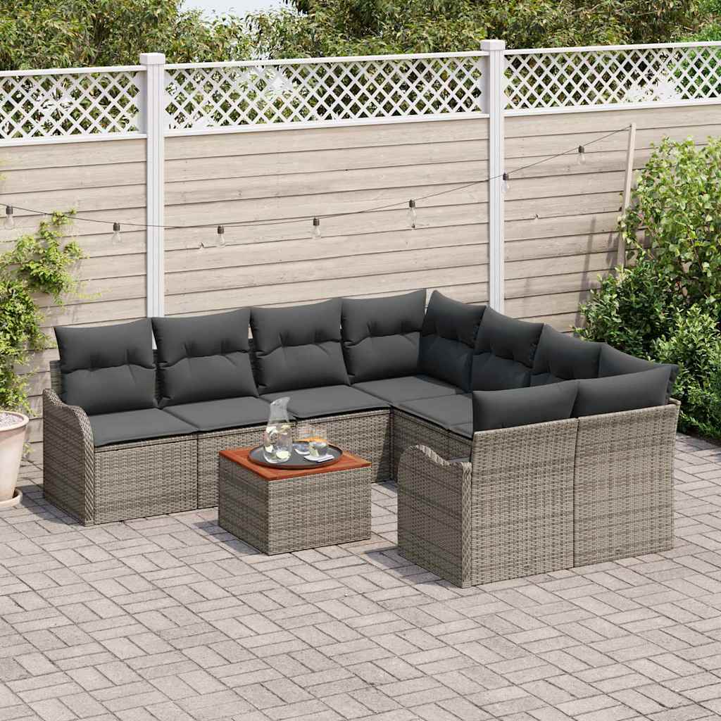 vidaXL Σετ Καναπέ Κήπου 9 pcs Γκρι