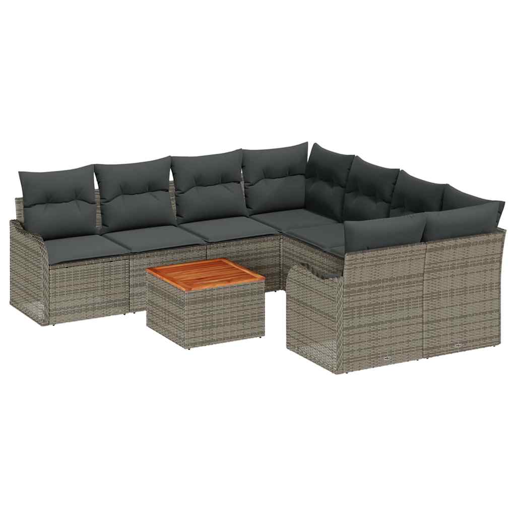 vidaXL Σετ Καναπέ Κήπου 9 pcs Γκρι