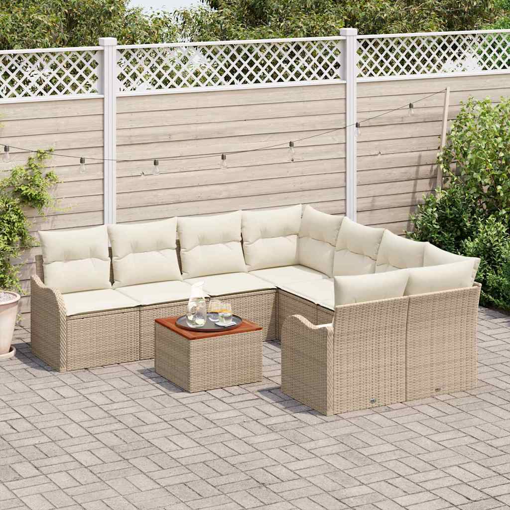 vidaXL Σετ Καναπέ Κήπου 9 pcs Μπεζ και λευκό