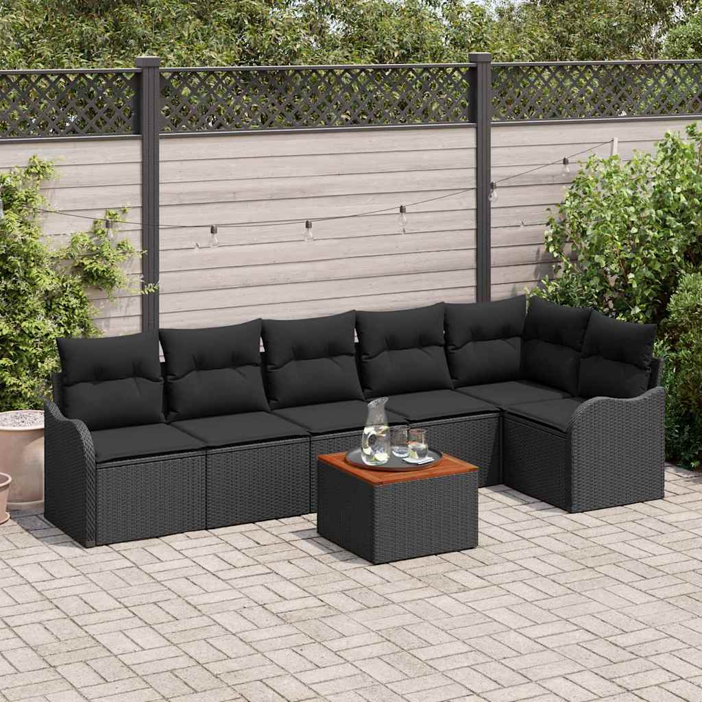 vidaXL Σετ Καναπέ Κήπου 7 pcs Μαύρο