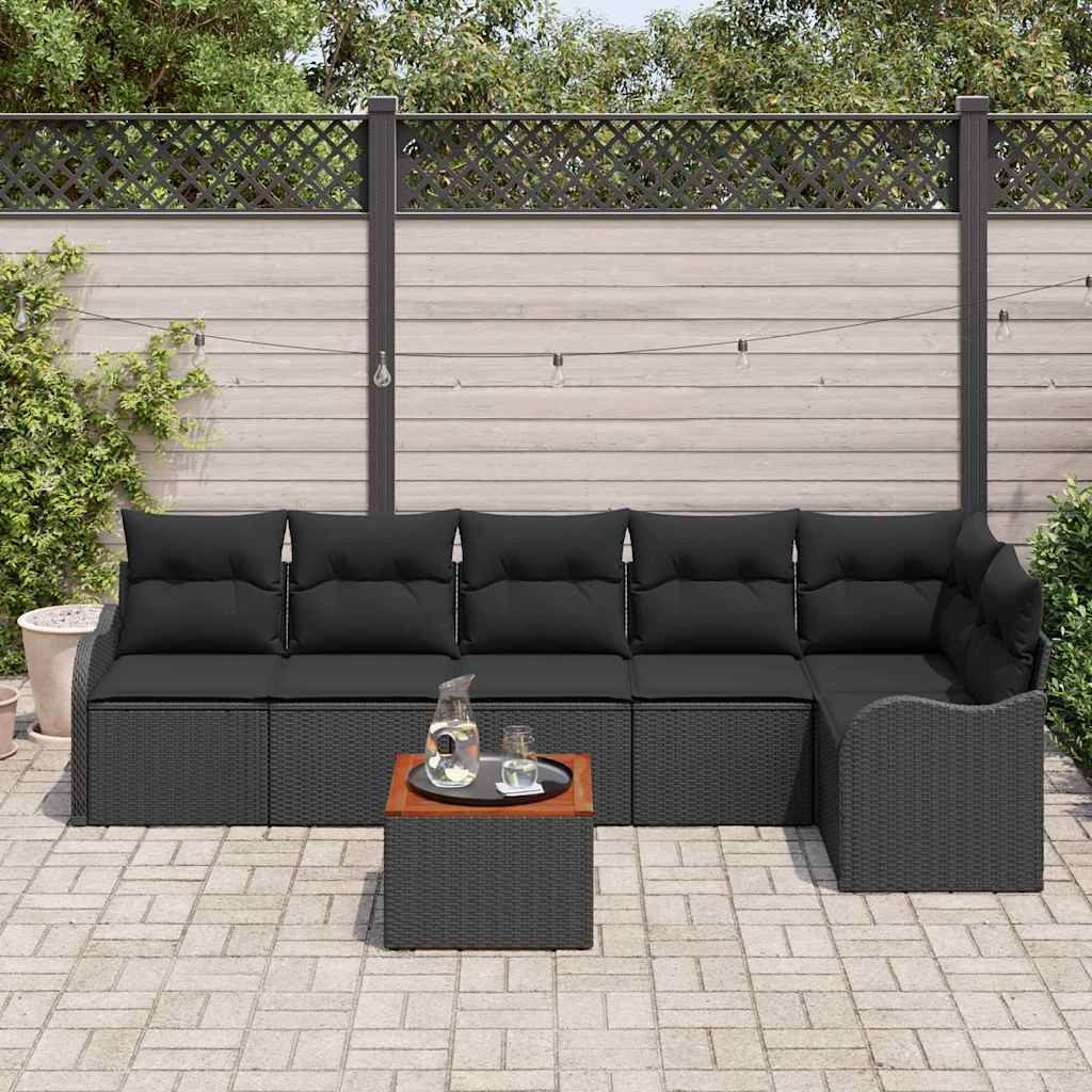 vidaXL Σετ Καναπέ Κήπου 7 pcs Μαύρο