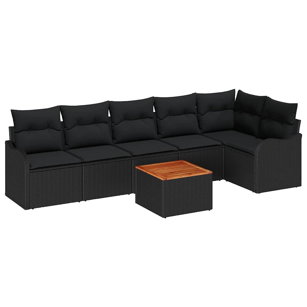 vidaXL Σετ Καναπέ Κήπου 7 pcs Μαύρο