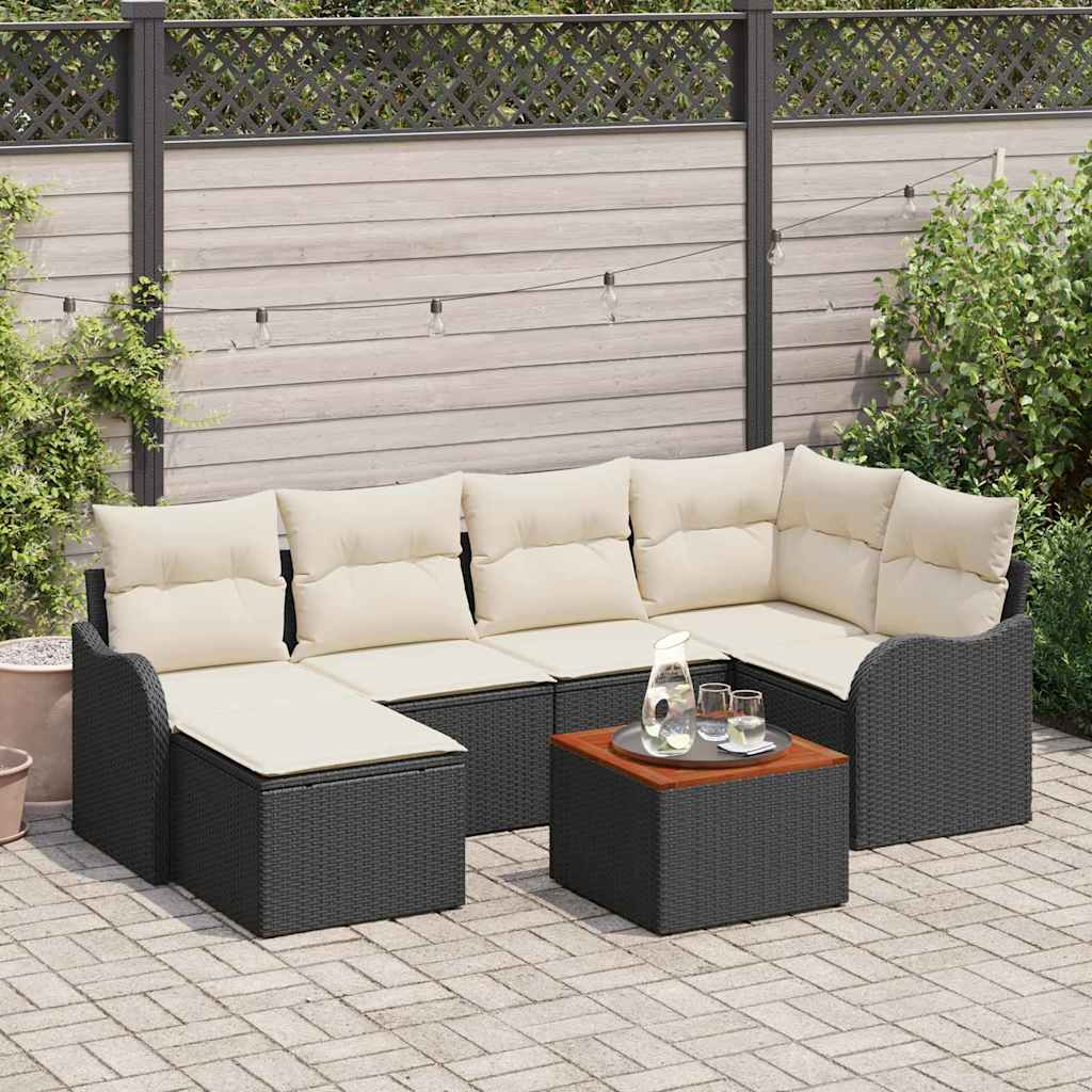 vidaXL Σετ Καναπέ Κήπου 7 pcs Μαύρο και λευκό