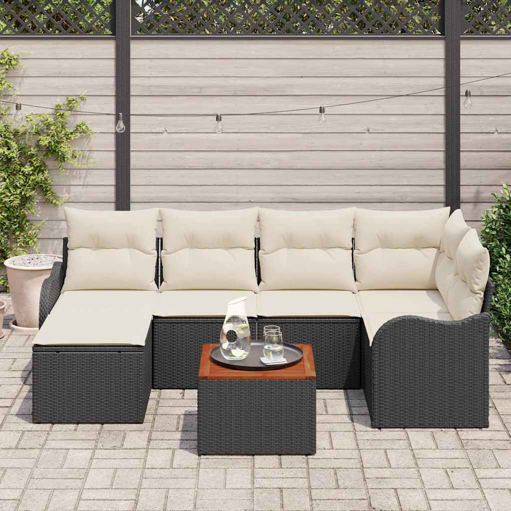 vidaXL Σετ Καναπέ Κήπου 7 pcs Μαύρο και λευκό