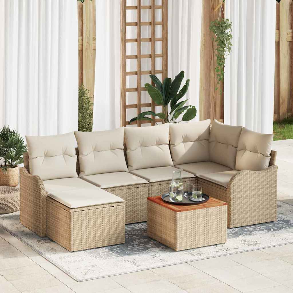 vidaXL Σετ σαλονιού κήπου 7 pcs Beige, λευκό Μεγάλο