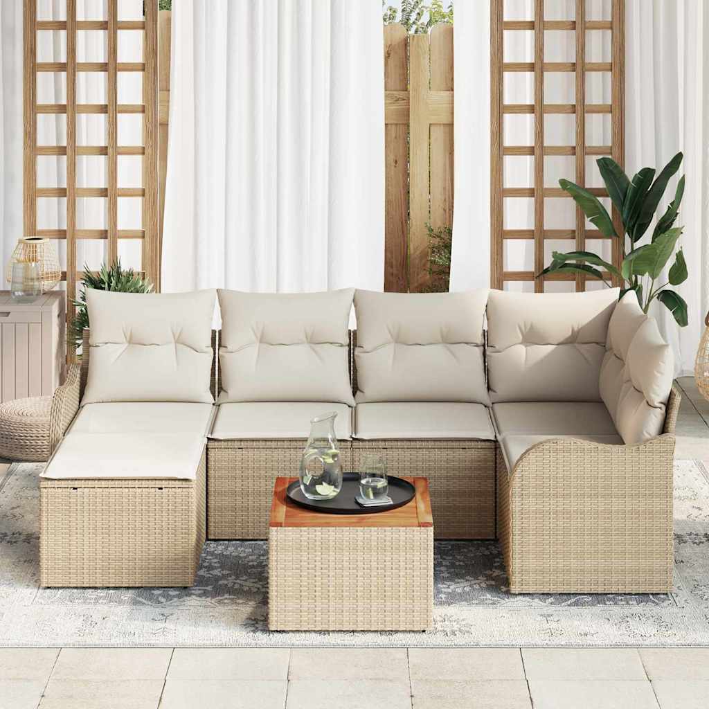 vidaXL Σετ σαλονιού κήπου 7 pcs Beige, λευκό Μεγάλο