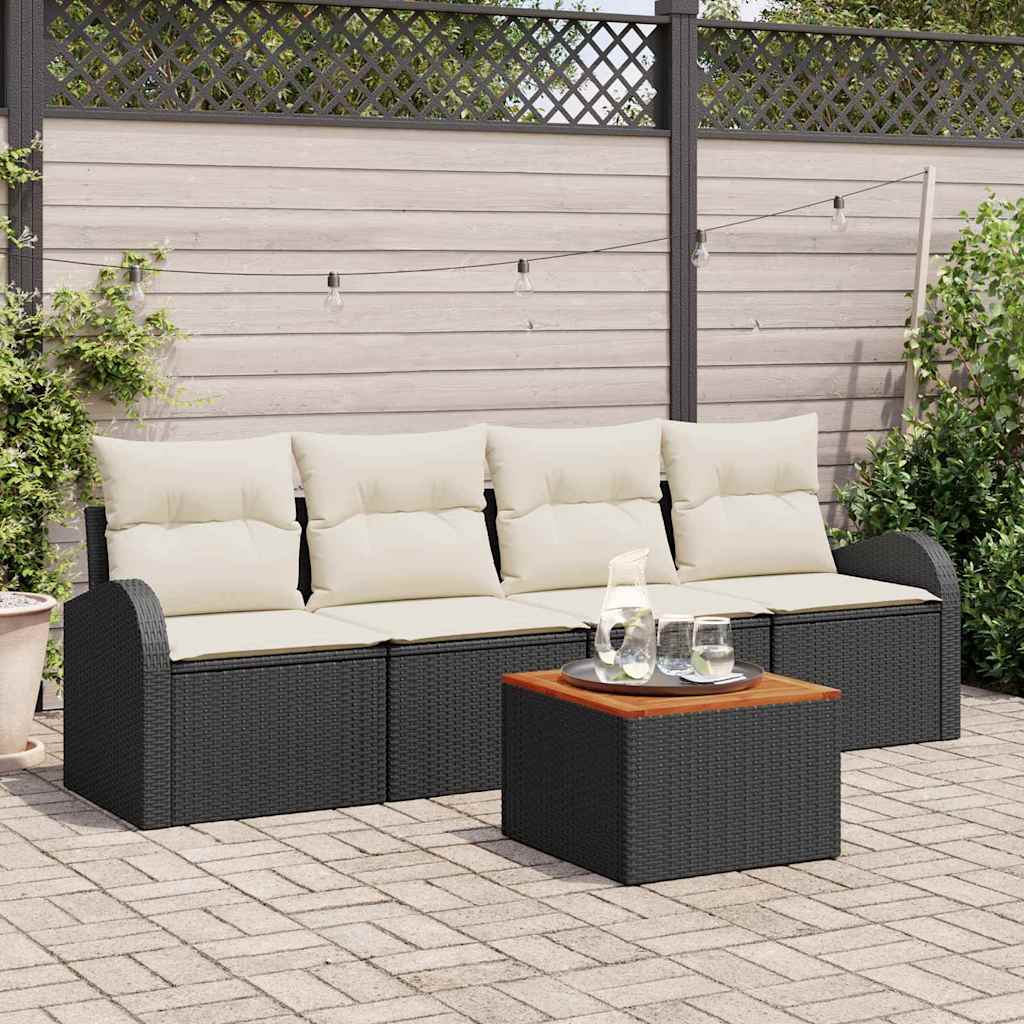 vidaXL Σετ Καναπέ Κήπου 5 pcs Μαύρο και λευκό