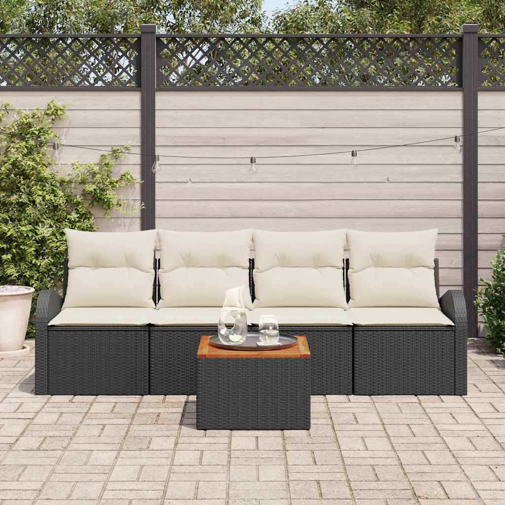 vidaXL Σετ Καναπέ Κήπου 5 pcs Μαύρο και λευκό