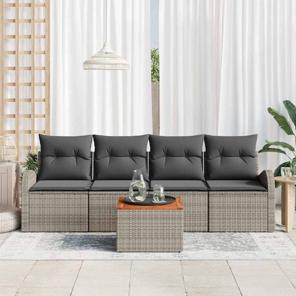 vidaXL Σετ Καναπέ Κήπου 5 pcs Γκρι