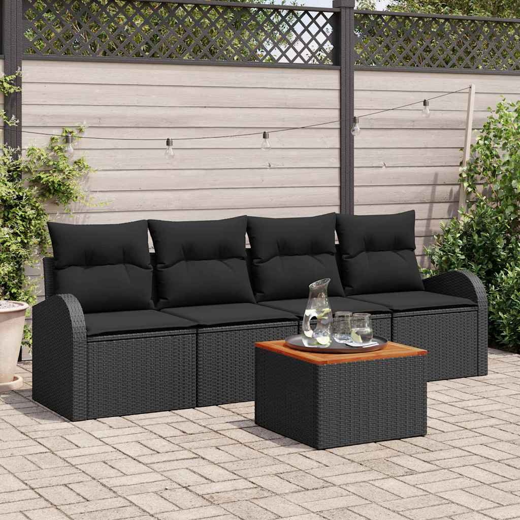 vidaXL Σετ Καναπέ Κήπου 5 pcs Μαύρο