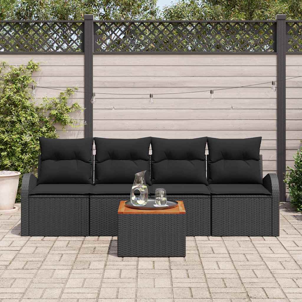 vidaXL Σετ Καναπέ Κήπου 5 pcs Μαύρο