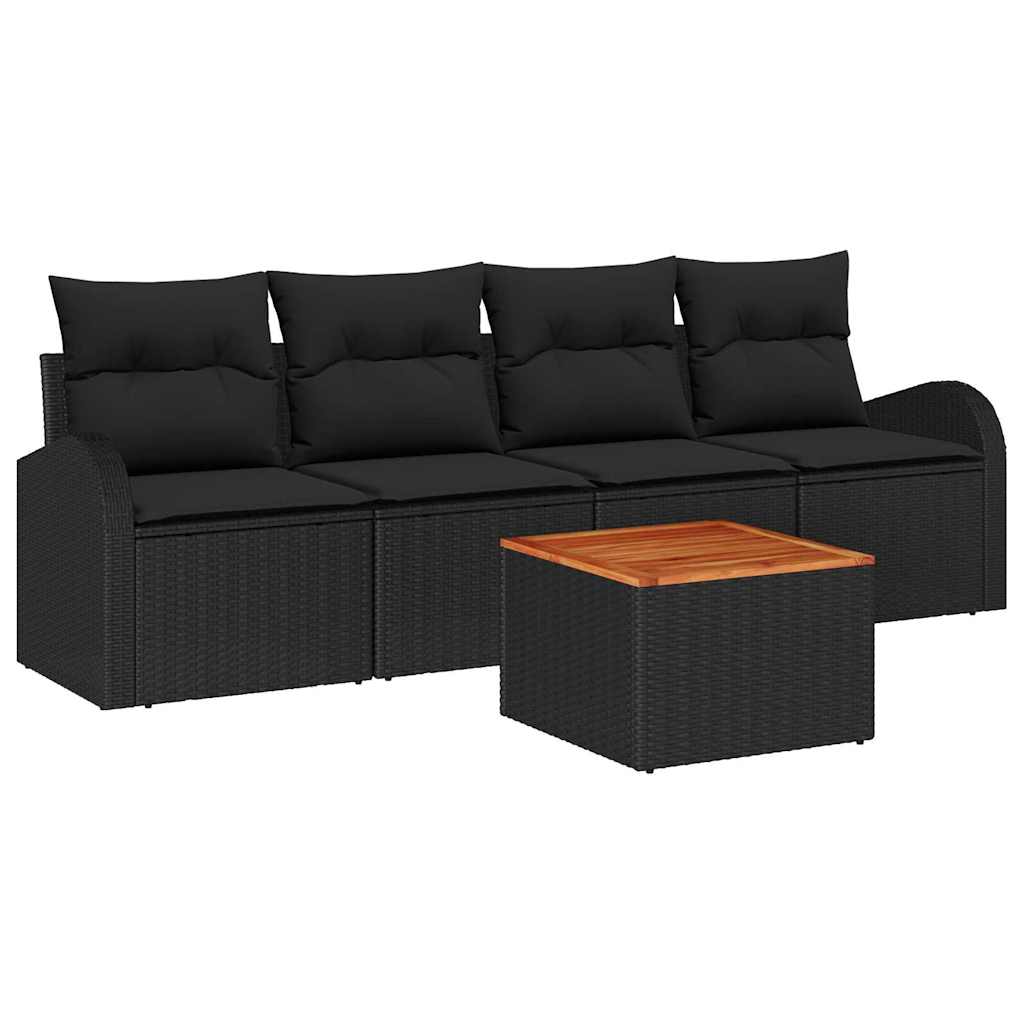 vidaXL Σετ Καναπέ Κήπου 5 pcs Μαύρο