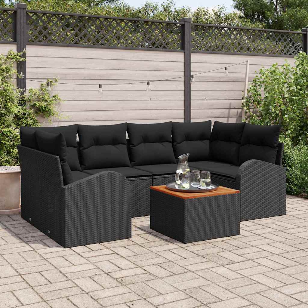 vidaXL Σετ Καναπέ Κήπου 7 pcs Μαύρο