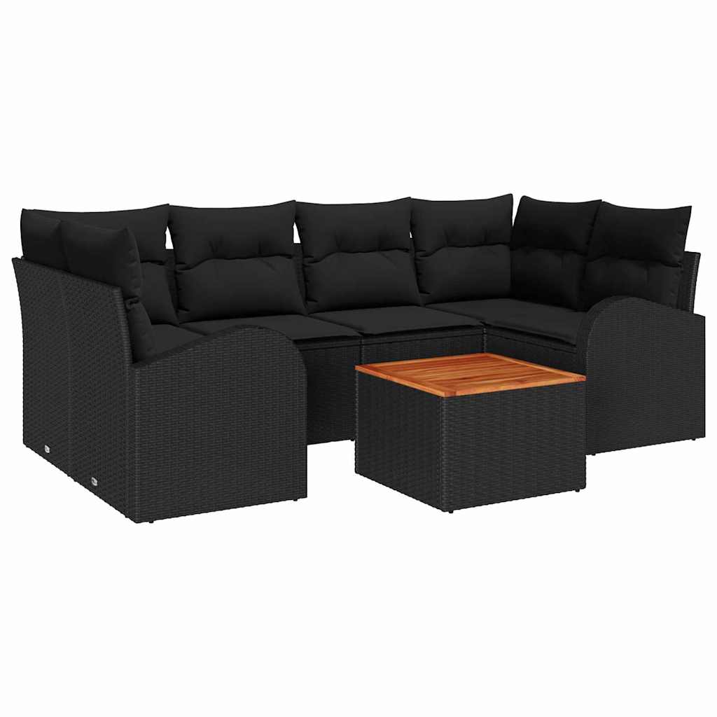 vidaXL Σετ Καναπέ Κήπου 7 pcs Μαύρο