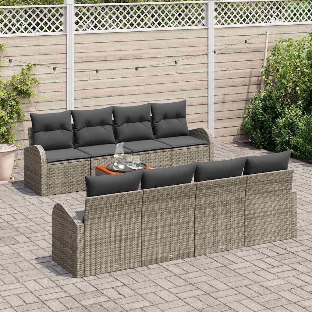 vidaXL Σετ Καναπέ Κήπου 9 pcs Γκρι