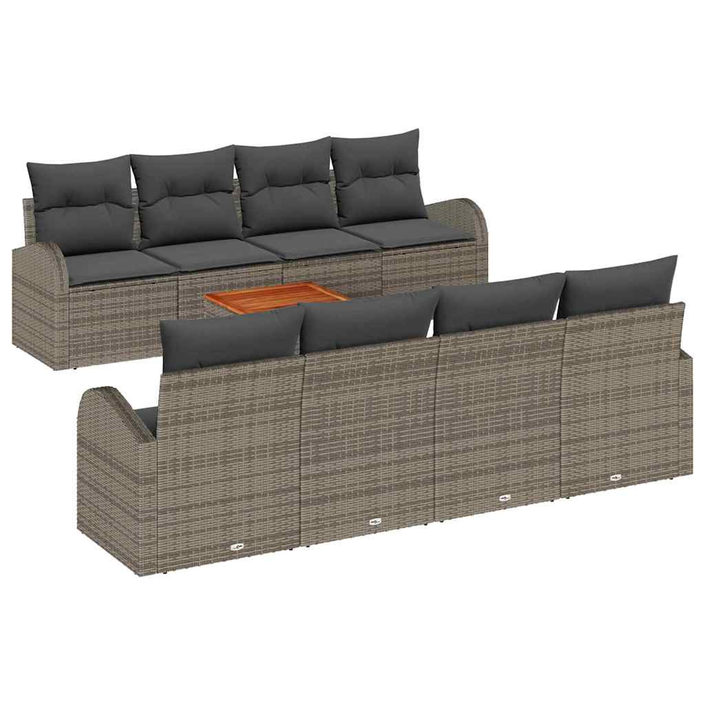 vidaXL Σετ Καναπέ Κήπου 9 pcs Γκρι