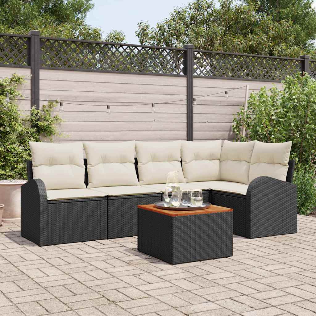 vidaXL Σετ Καναπέ Κήπου 6 pcs Μαύρο και λευκό