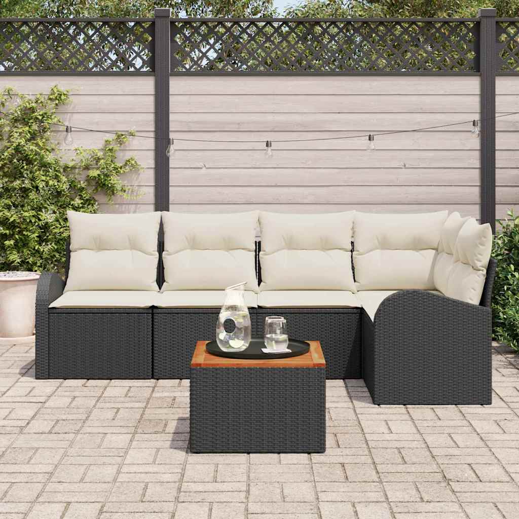 vidaXL Σετ Καναπέ Κήπου 6 pcs Μαύρο και λευκό
