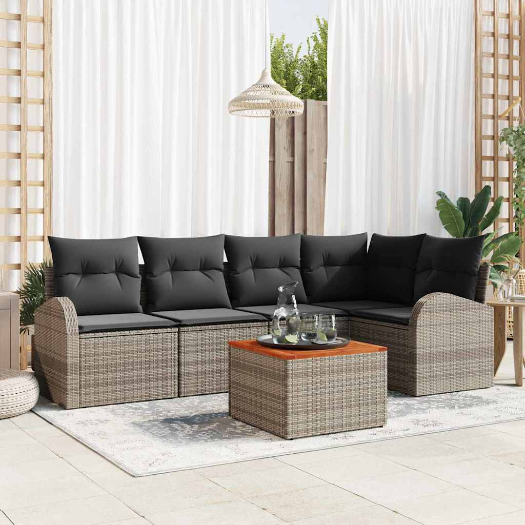 vidaXL Σετ Καναπέ Κήπου 6 pcs Γκρι