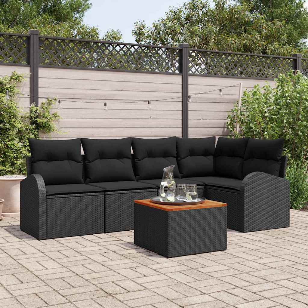 vidaXL Σετ Καναπέ Κήπου 6 pcs Μαύρο