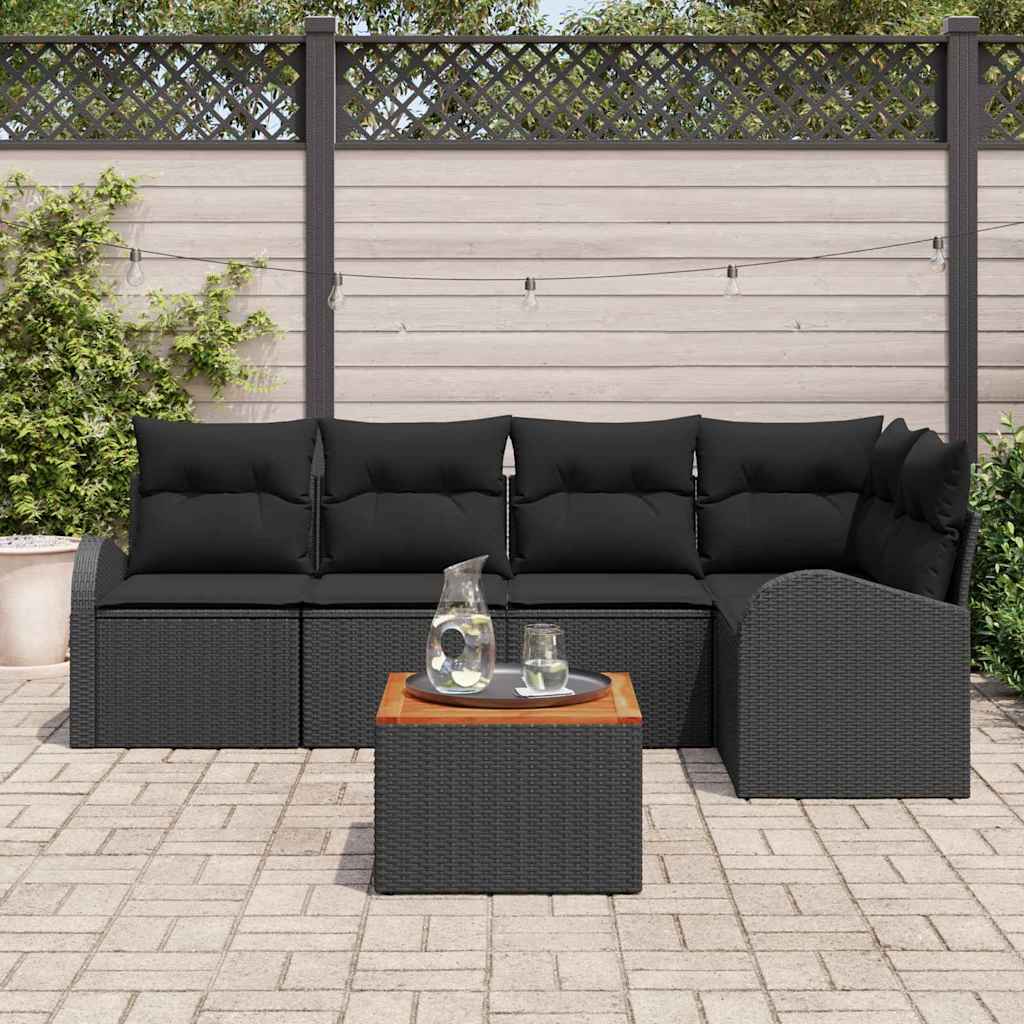 vidaXL Σετ Καναπέ Κήπου 6 pcs Μαύρο