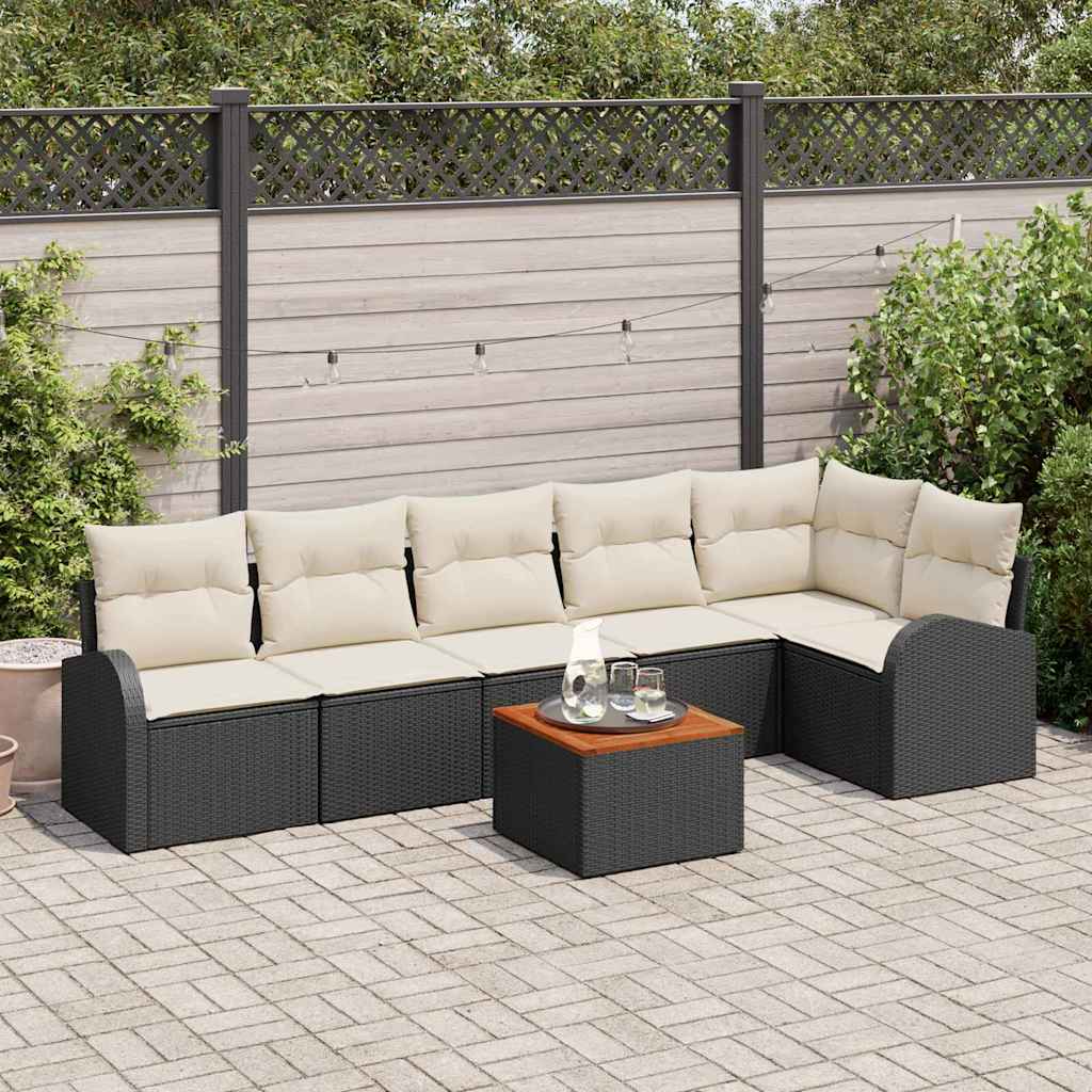 vidaXL Σετ Καναπέ Κήπου 7 pcs Μαύρο και λευκό