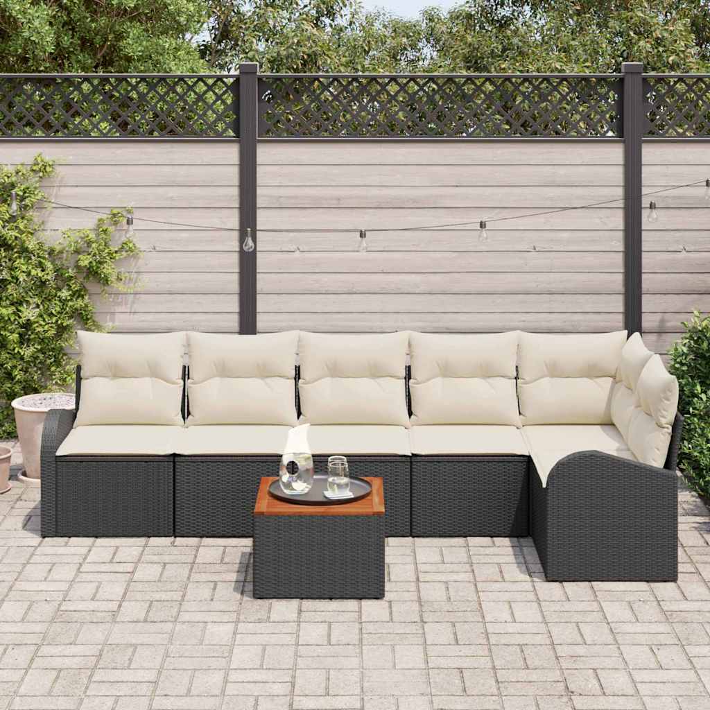 vidaXL Σετ Καναπέ Κήπου 7 pcs Μαύρο και λευκό