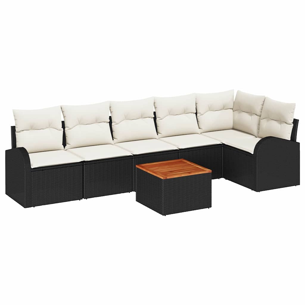 vidaXL Σετ Καναπέ Κήπου 7 pcs Μαύρο και λευκό