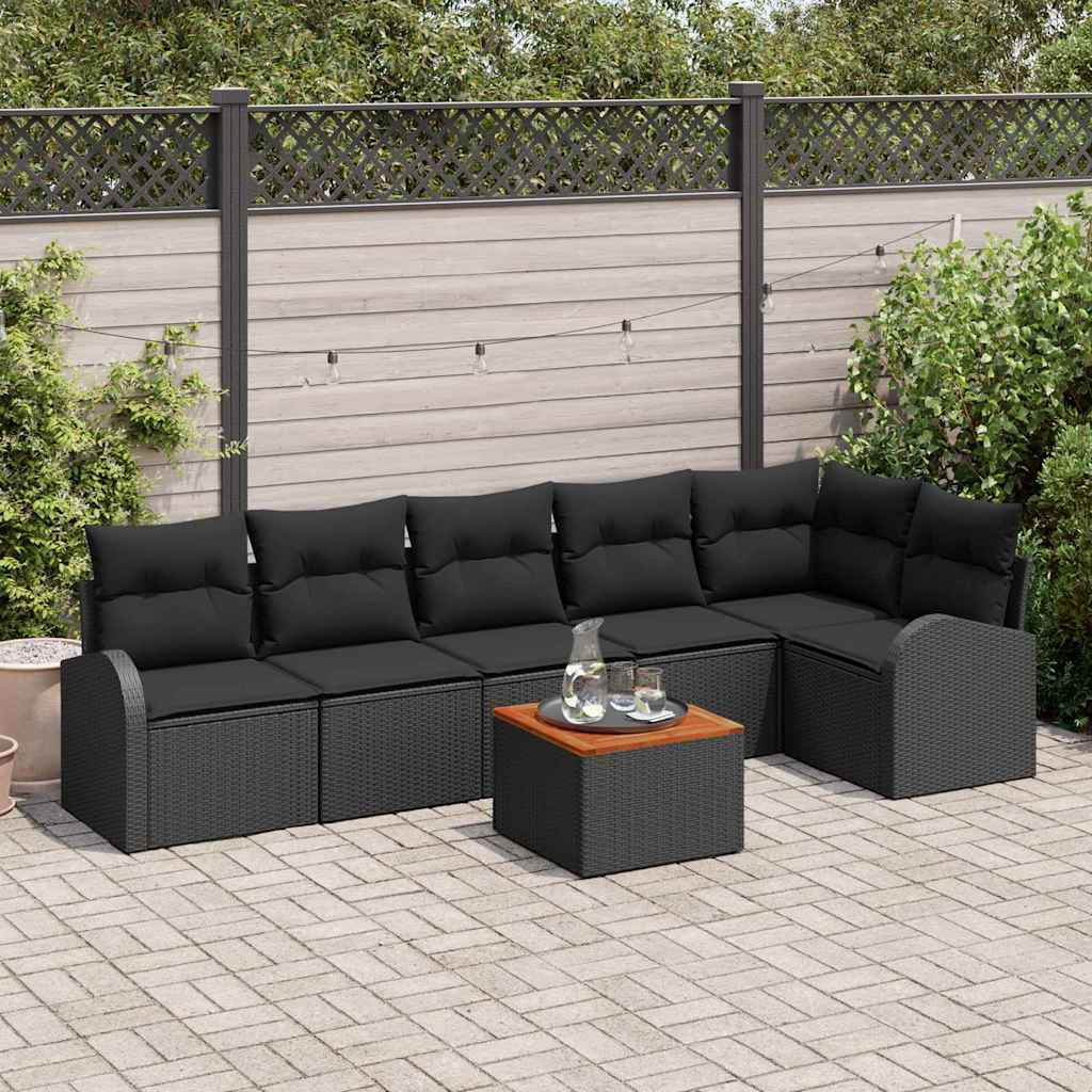 vidaXL Σετ Καναπέ Κήπου 7 pcs Μαύρο