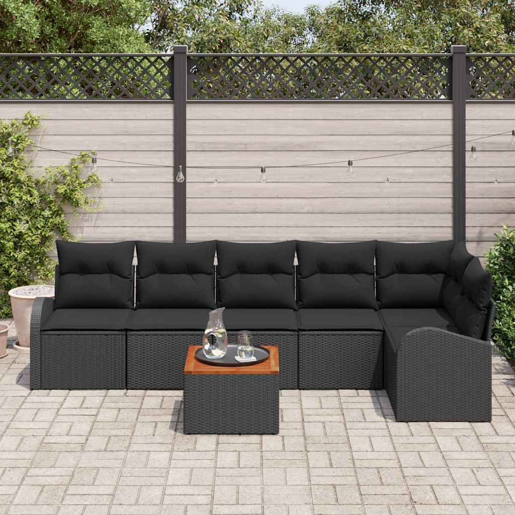 vidaXL Σετ Καναπέ Κήπου 7 pcs Μαύρο
