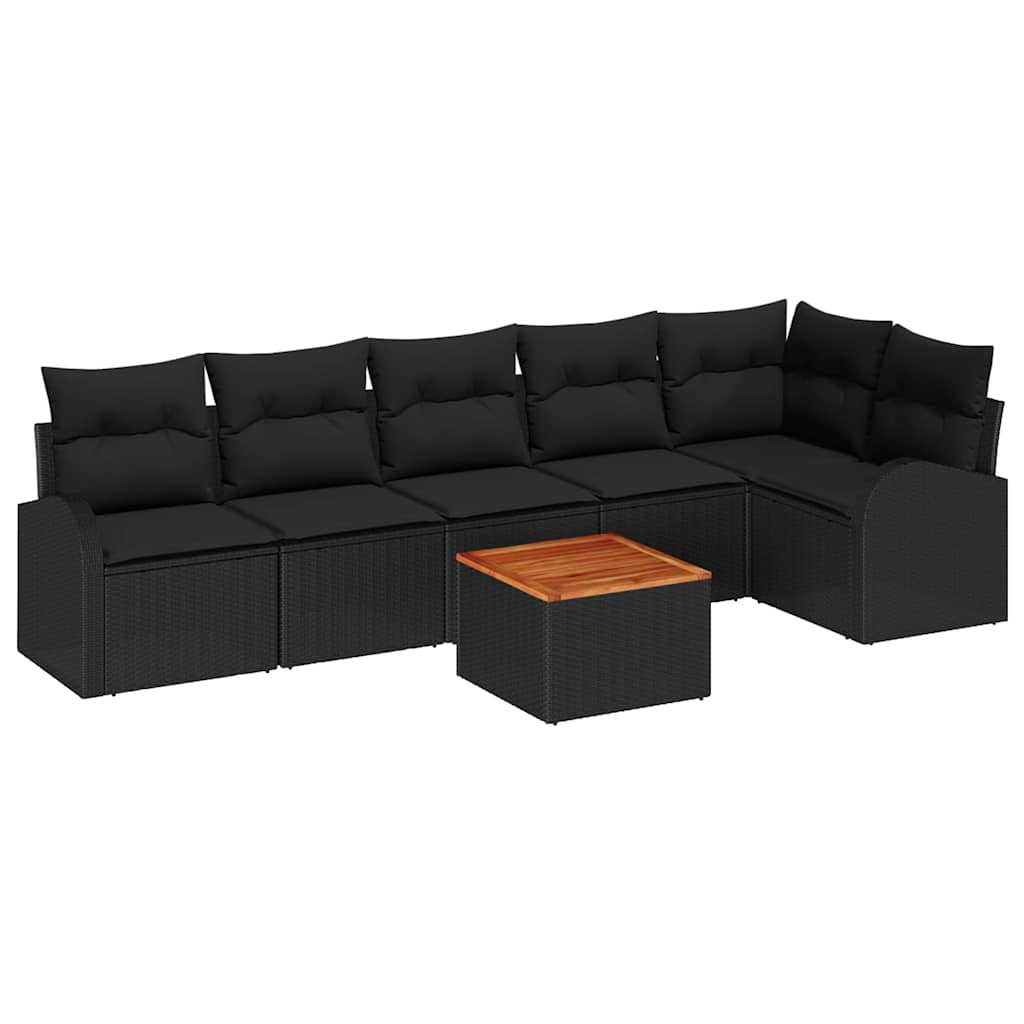 vidaXL Σετ Καναπέ Κήπου 7 pcs Μαύρο