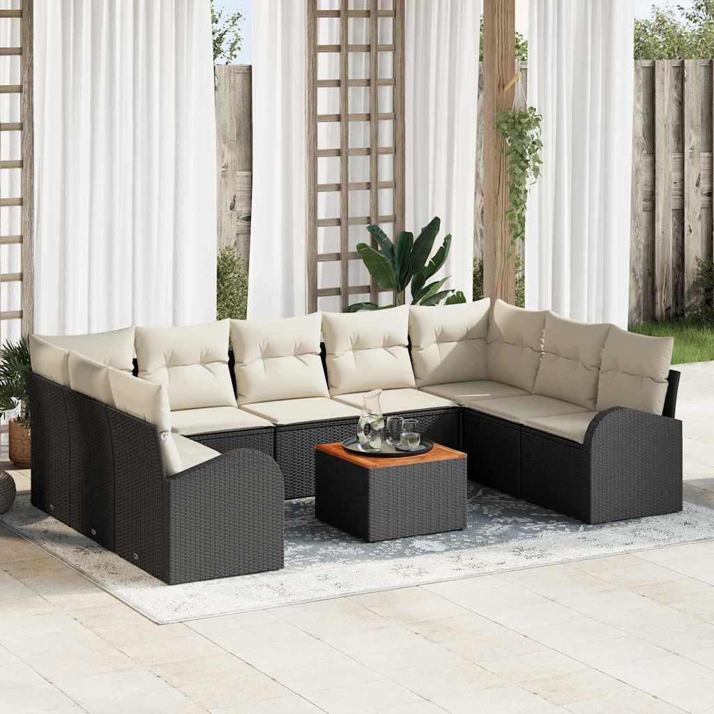 vidaXL Σετ Καναπέ Κήπου 10 pcs Μαύρο και λευκό