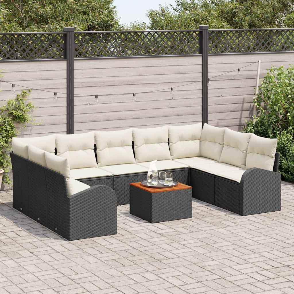 vidaXL Σετ Καναπέ Κήπου 10 pcs Μαύρο και λευκό