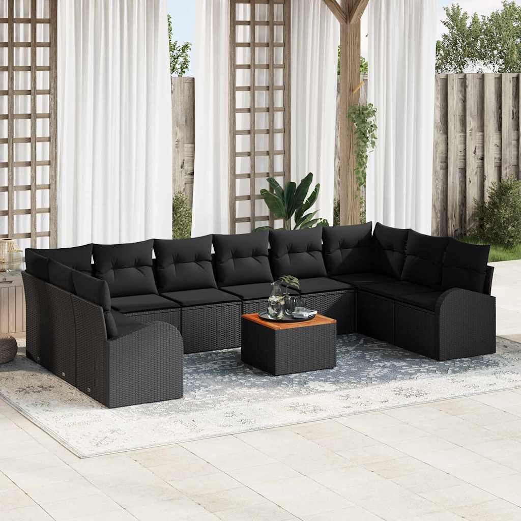 vidaXL Σετ Καναπέ Κήπου 11 pcs Μαύρο