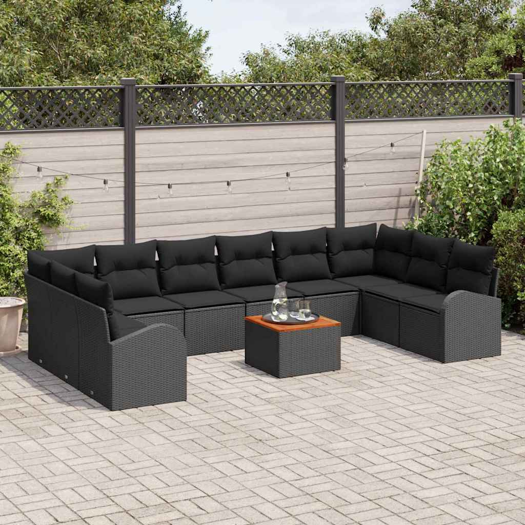 vidaXL Σετ Καναπέ Κήπου 11 pcs Μαύρο