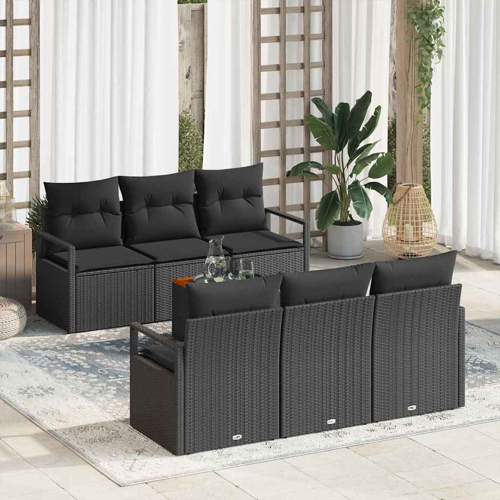 vidaXL Σετ Καναπέ Κήπου 7 pcs Μαύρο